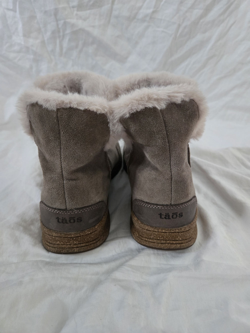 Taos Footwear Taupe Suede Faux-Fur Cuff Ankle Boots - Picture 4 of 9